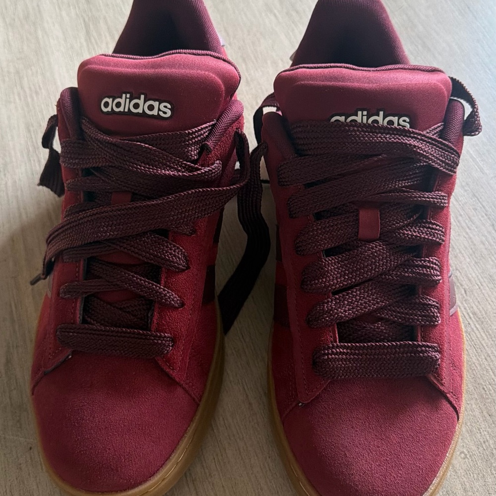 adidas Low-Top Suede Sneakers in Burgundy with Gum Sole